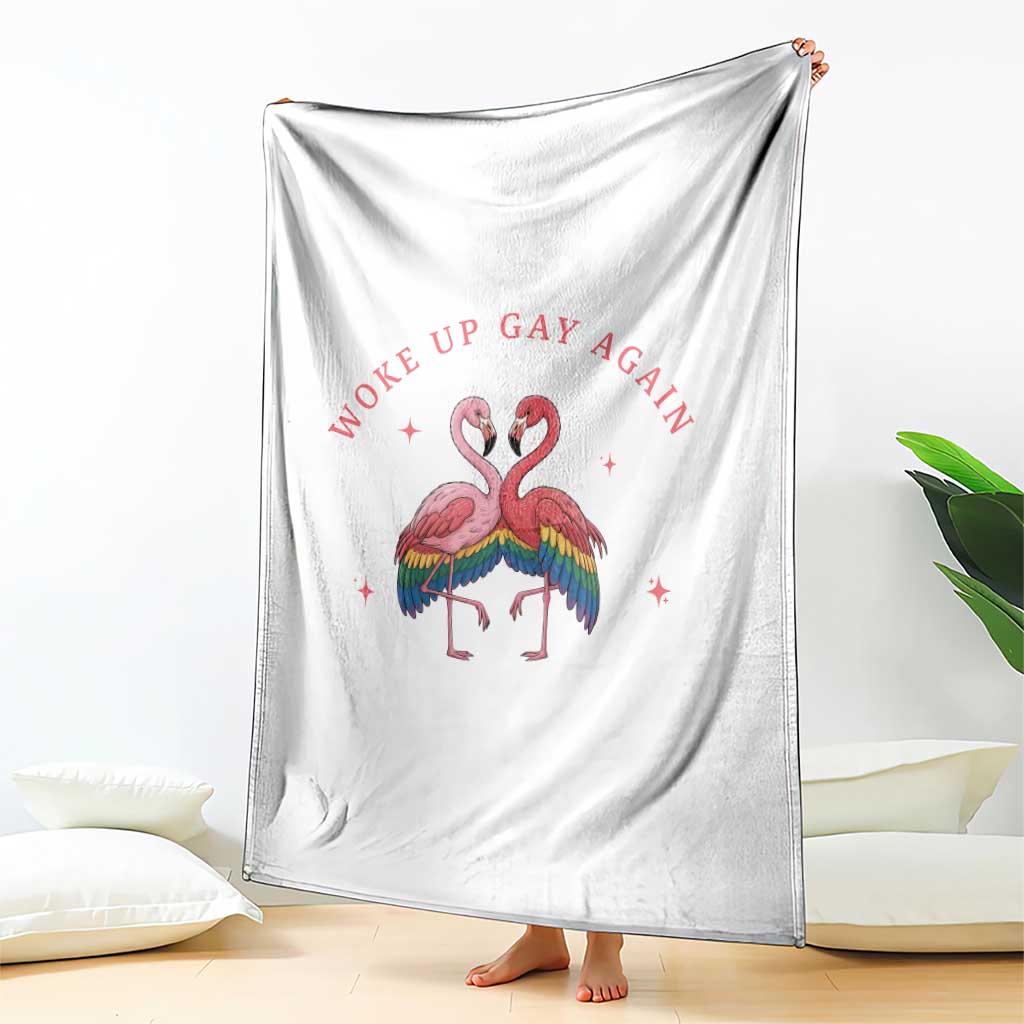 Funny Flamingos Woke Up Gay Again Throw Blanket Gift For Queer Bird Lovers