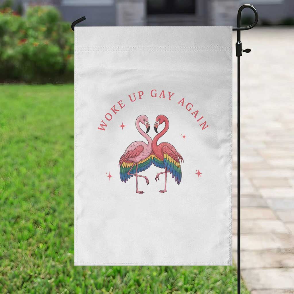 Funny Flamingos Woke Up Gay Again Garden Flag Gift For Queer Bird Lovers