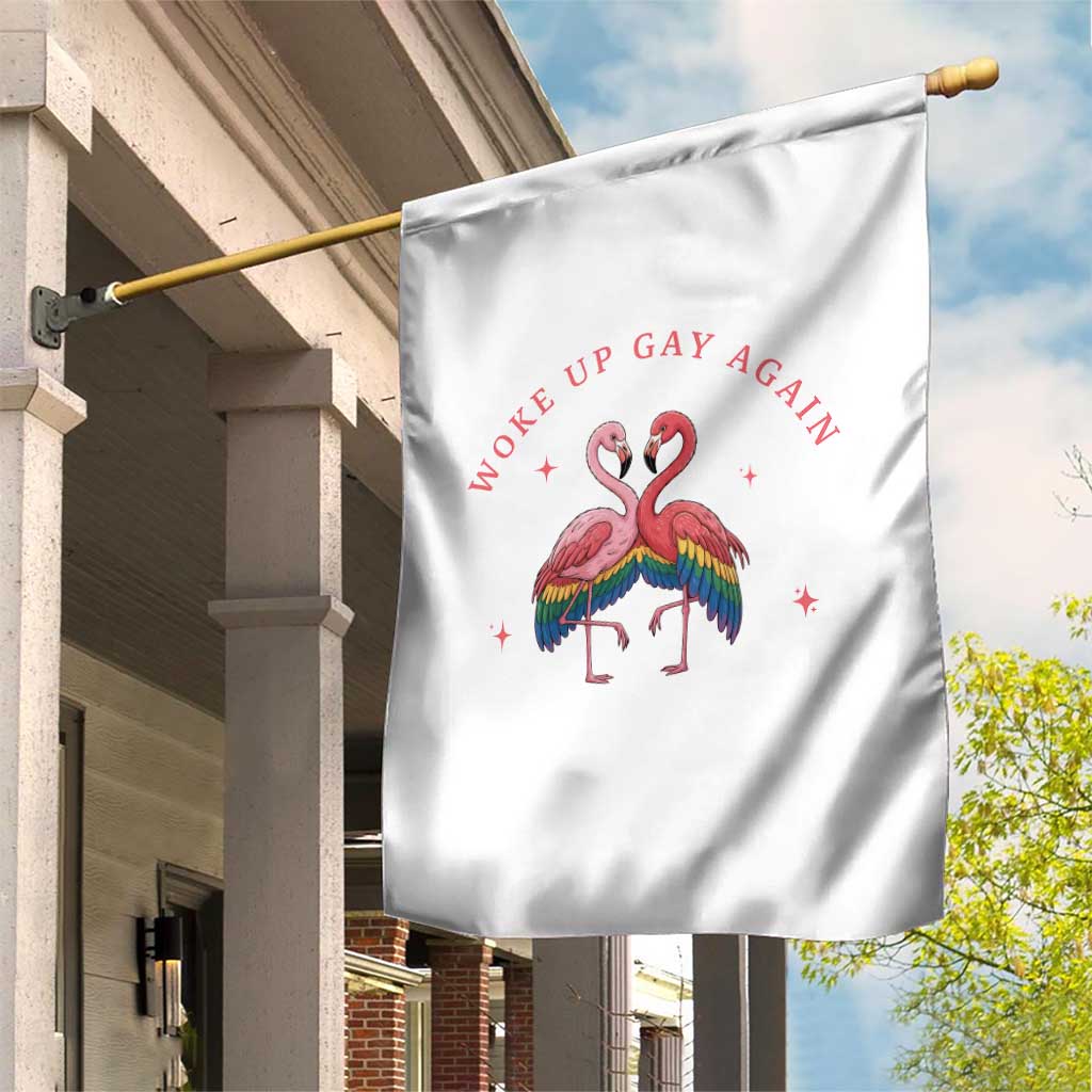 Funny Flamingos Woke Up Gay Again Garden Flag Gift For Queer Bird Lovers