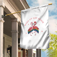 Funny Flamingos Woke Up Gay Again Garden Flag Gift For Queer Bird Lovers