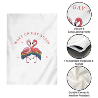 Funny Flamingos Woke Up Gay Again Garden Flag Gift For Queer Bird Lovers