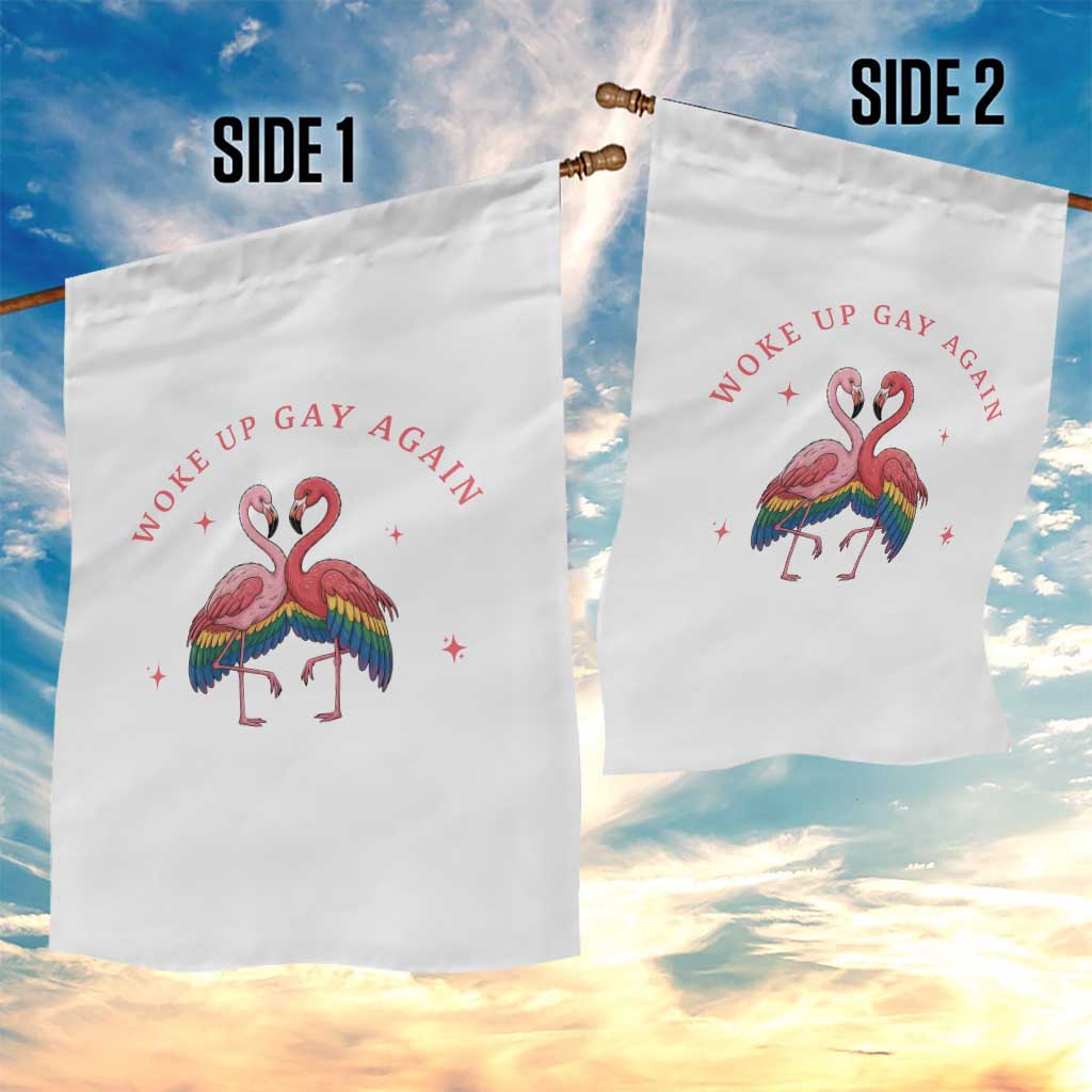 Funny Flamingos Woke Up Gay Again Garden Flag Gift For Queer Bird Lovers