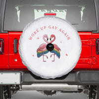 Funny Flamingos Woke Up Gay Again Spare Tire Cover Gift For Queer Bird Lovers