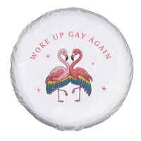 Funny Flamingos Woke Up Gay Again Spare Tire Cover Gift For Queer Bird Lovers