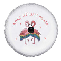 Funny Flamingos Woke Up Gay Again Spare Tire Cover Gift For Queer Bird Lovers