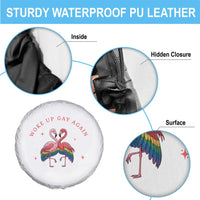 Funny Flamingos Woke Up Gay Again Spare Tire Cover Gift For Queer Bird Lovers