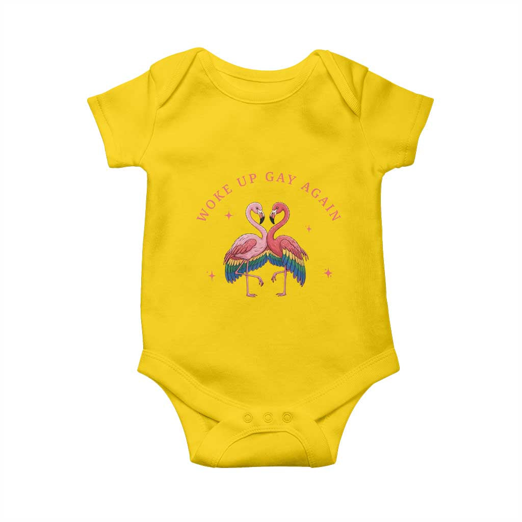 Funny Flamingos Woke Up Gay Again Baby Onesie Gift For Queer Bird Lovers