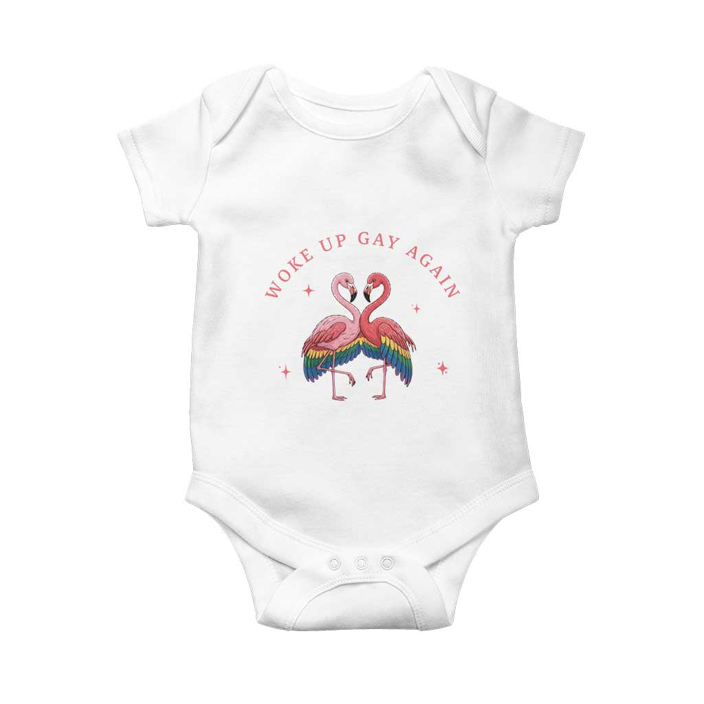 Funny Flamingos Woke Up Gay Again Baby Onesie Gift For Queer Bird Lovers