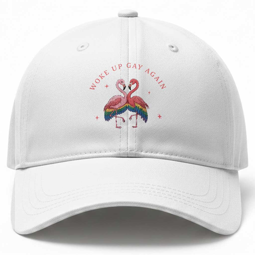 Funny Flamingos Woke Up Gay Again Baseball Cap Gift For Queer Bird Lovers