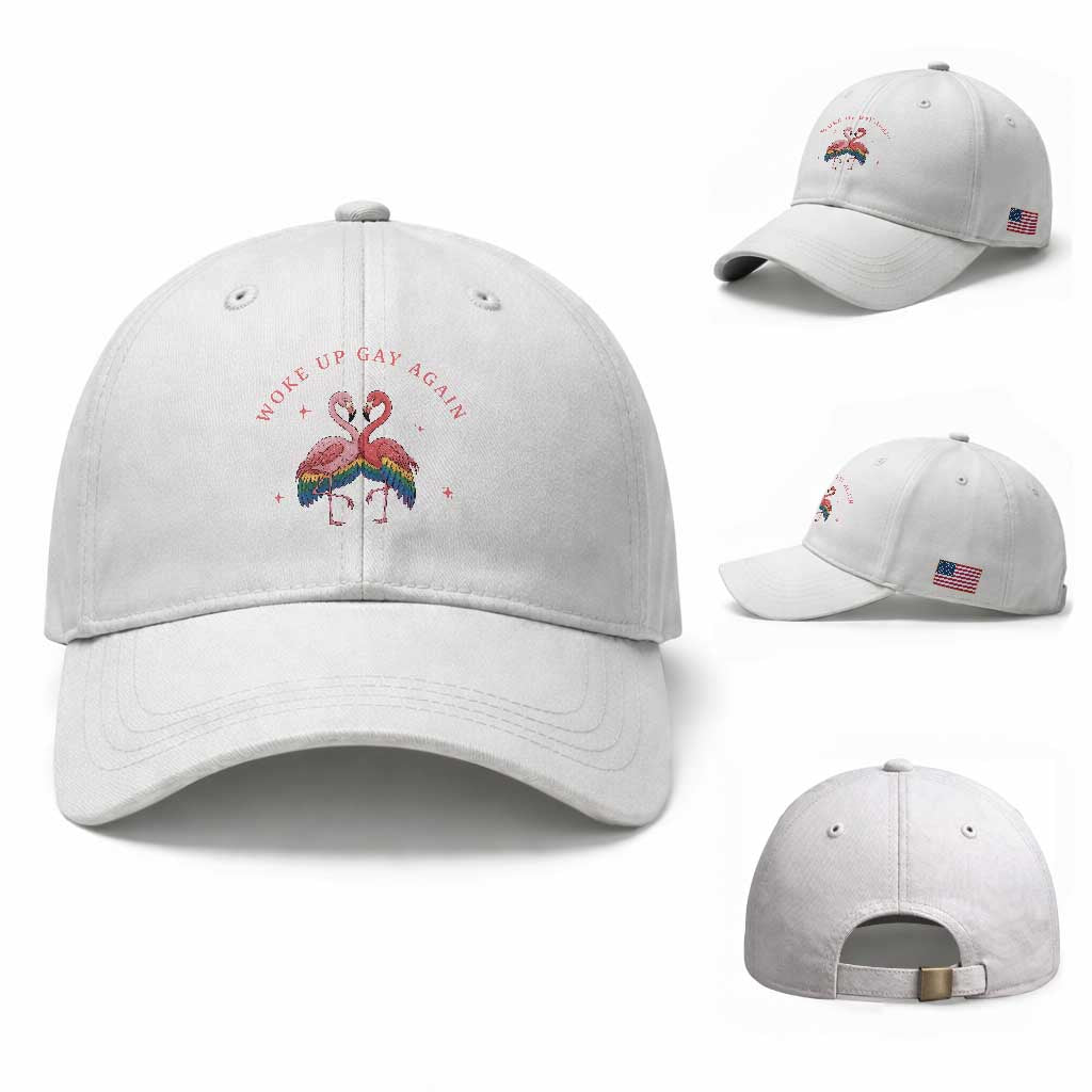 Funny Flamingos Woke Up Gay Again Baseball Cap Gift For Queer Bird Lovers