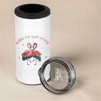 Funny Flamingos Woke Up Gay Again 4 in 1 Can Cooler Tumbler Gift For Queer Bird Lovers