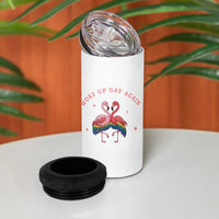 Funny Flamingos Woke Up Gay Again 4 in 1 Can Cooler Tumbler Gift For Queer Bird Lovers
