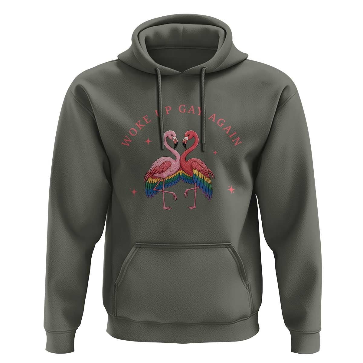Funny Flamingos Woke Up Gay Again Hoodie Gift For Queer Bird Lovers