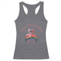 Funny Flamingos Woke Up Gay Again Racerback Tank Top Gift For Queer Bird Lovers