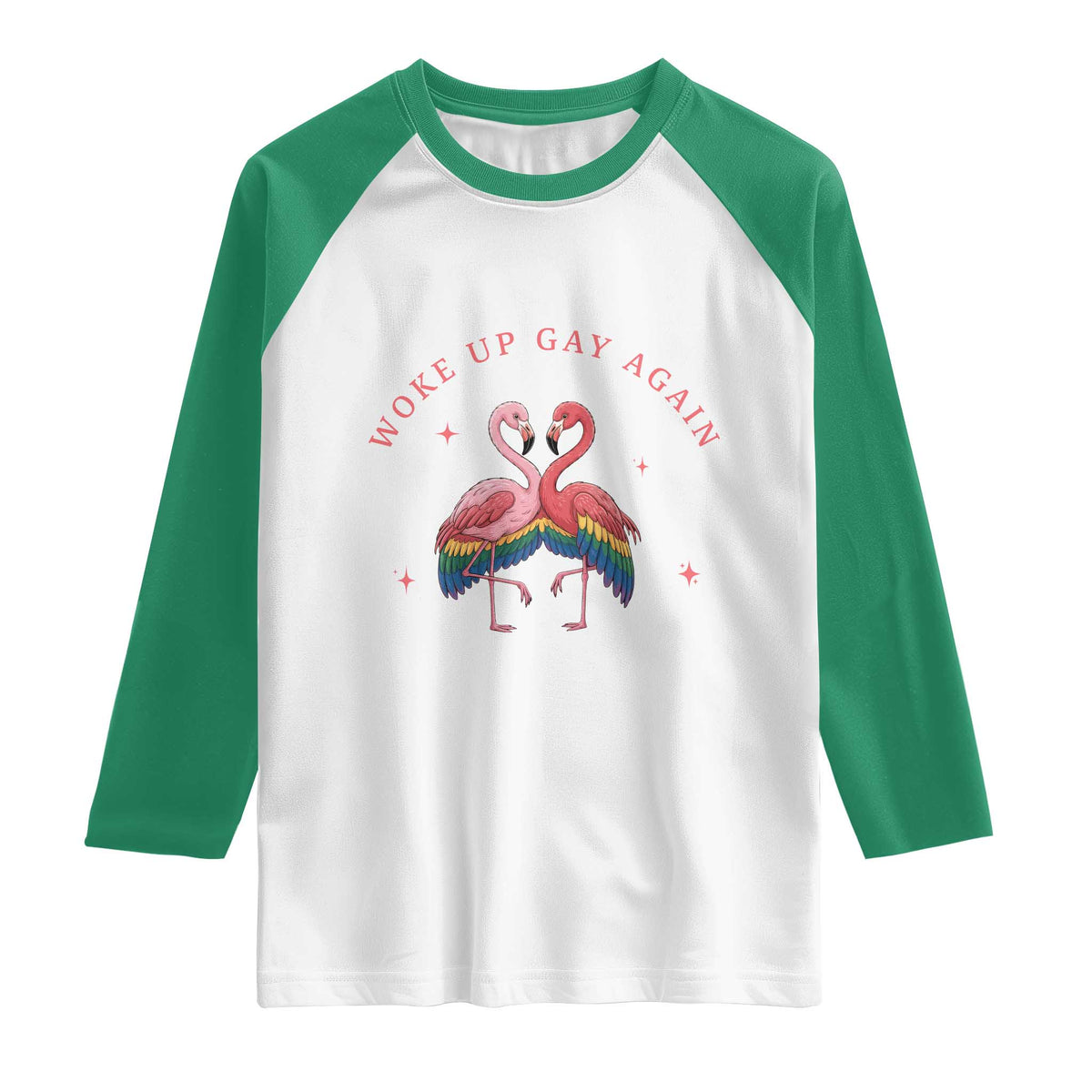 Funny Flamingos Woke Up Gay Again Raglan Shirt Gift For Queer Bird Lovers