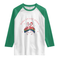 Funny Flamingos Woke Up Gay Again Raglan Shirt Gift For Queer Bird Lovers