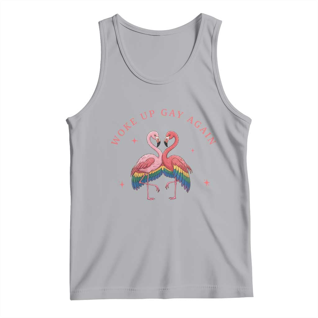 Funny Flamingos Woke Up Gay Again Tank Top Gift For Queer Bird Lovers