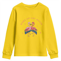 Funny Flamingos Woke Up Gay Again Youth Sweatshirt Gift For Queer Bird Lovers