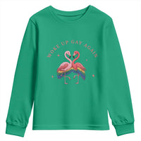 Funny Flamingos Woke Up Gay Again Youth Sweatshirt Gift For Queer Bird Lovers