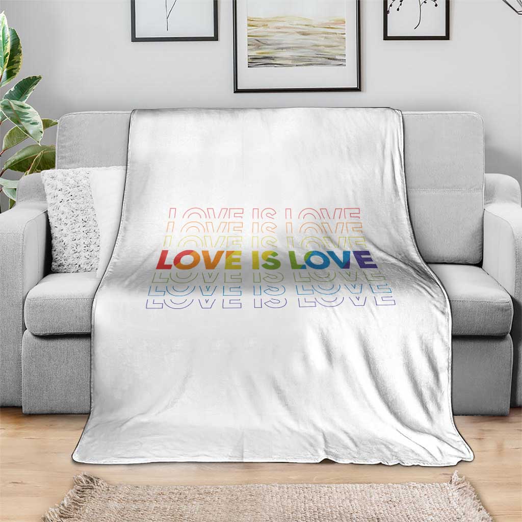 Love Is Love Rainbow Typography Throw Blanket LGBTQ Support Gift
