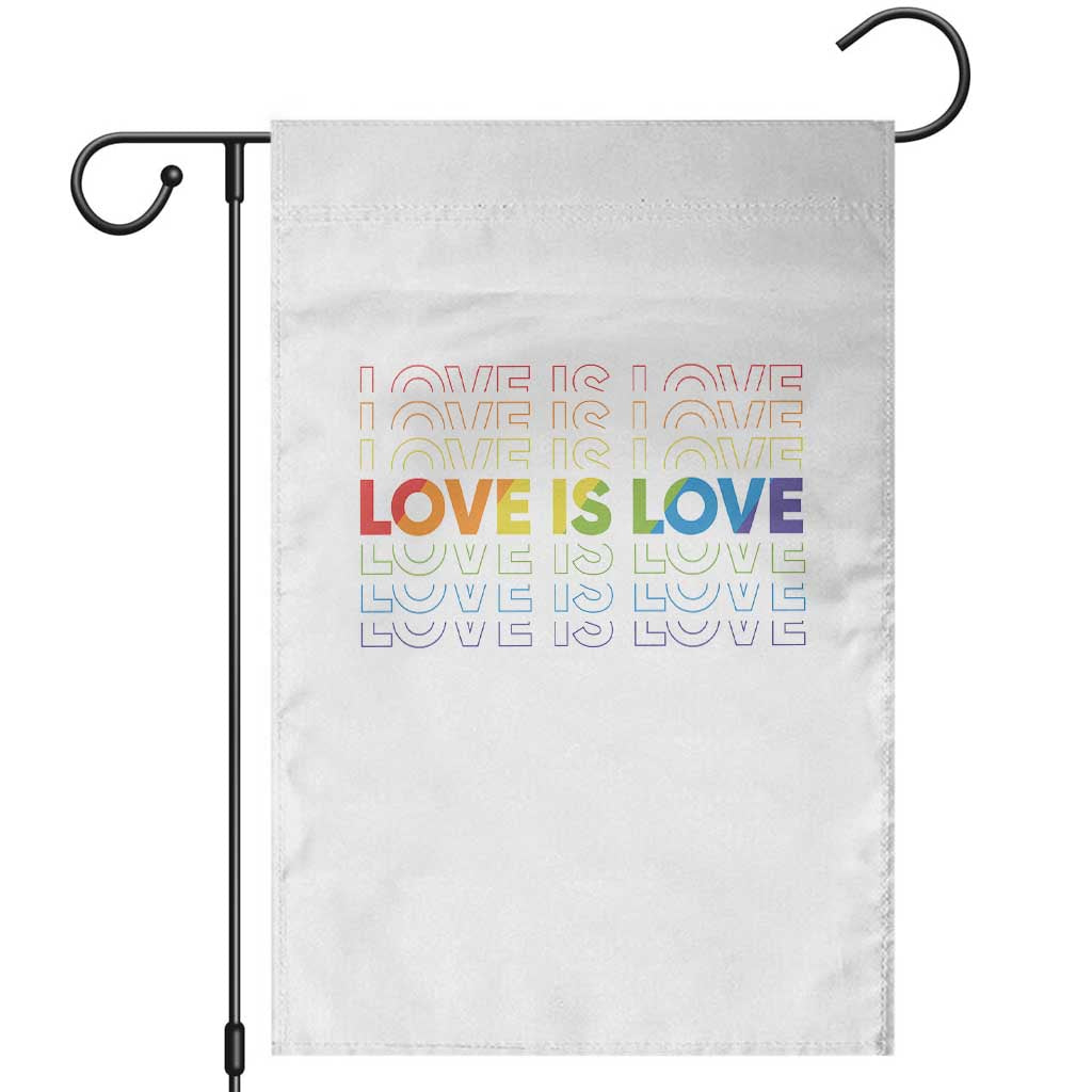 Love Is Love Rainbow Typography Garden Flag LGBTQ Support Gift