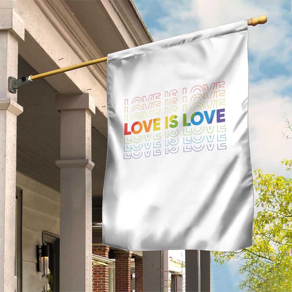Love Is Love Rainbow Typography Garden Flag LGBTQ Support Gift
