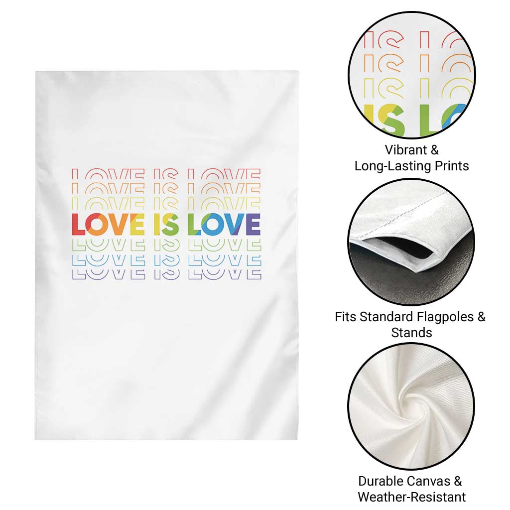 Love Is Love Rainbow Typography Garden Flag LGBTQ Support Gift
