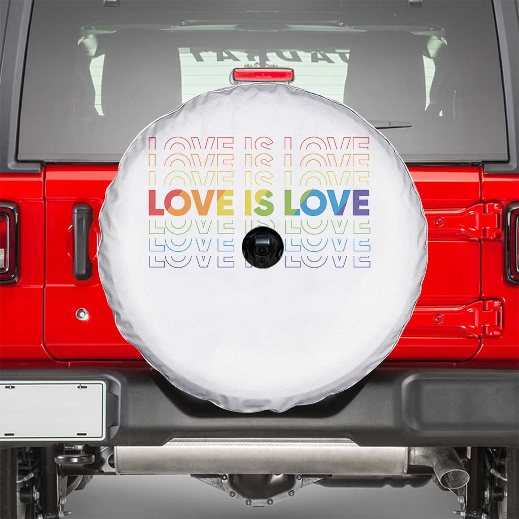 Love Is Love Rainbow Typography Spare Tire Cover LGBTQ Support Gift