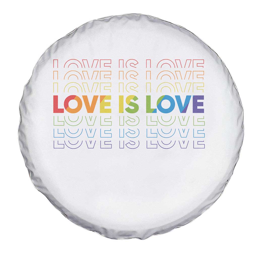 Love Is Love Rainbow Typography Spare Tire Cover LGBTQ Support Gift