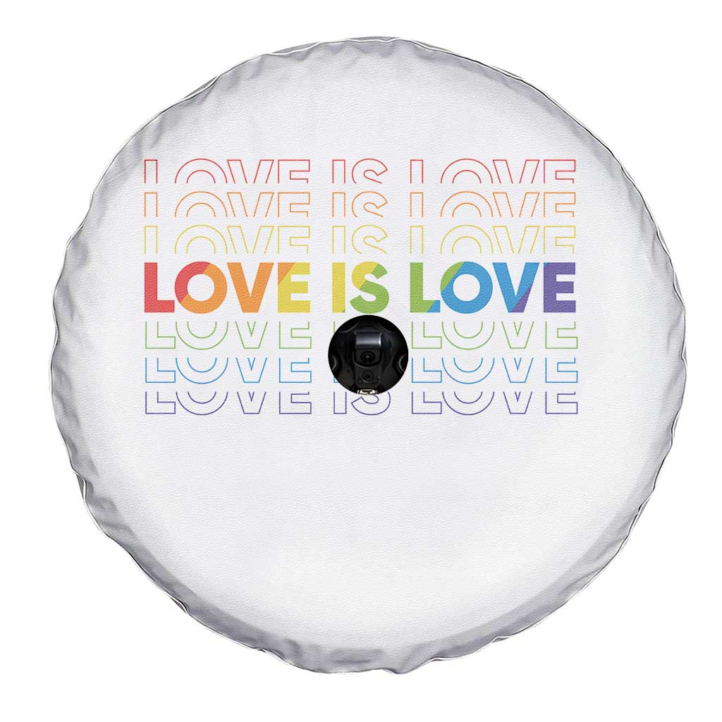 Love Is Love Rainbow Typography Spare Tire Cover LGBTQ Support Gift