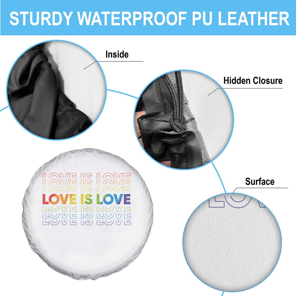 Love Is Love Rainbow Typography Spare Tire Cover LGBTQ Support Gift