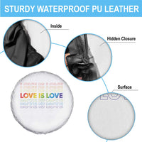 Love Is Love Rainbow Typography Spare Tire Cover LGBTQ Support Gift
