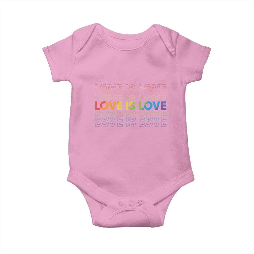 Love Is Love Rainbow Typography Baby Onesie LGBTQ Support Gift