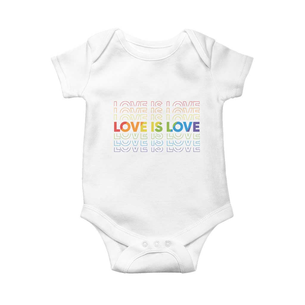 Love Is Love Rainbow Typography Baby Onesie LGBTQ Support Gift