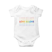 Love Is Love Rainbow Typography Baby Onesie LGBTQ Support Gift