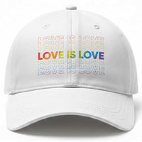 Love Is Love Rainbow Typography Baseball Cap LGBTQ Support Gift
