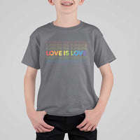 Love Is Love Rainbow Typography T Shirt For Kid LGBTQ Support Gift