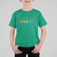 Love Is Love Rainbow Typography T Shirt For Kid LGBTQ Support Gift