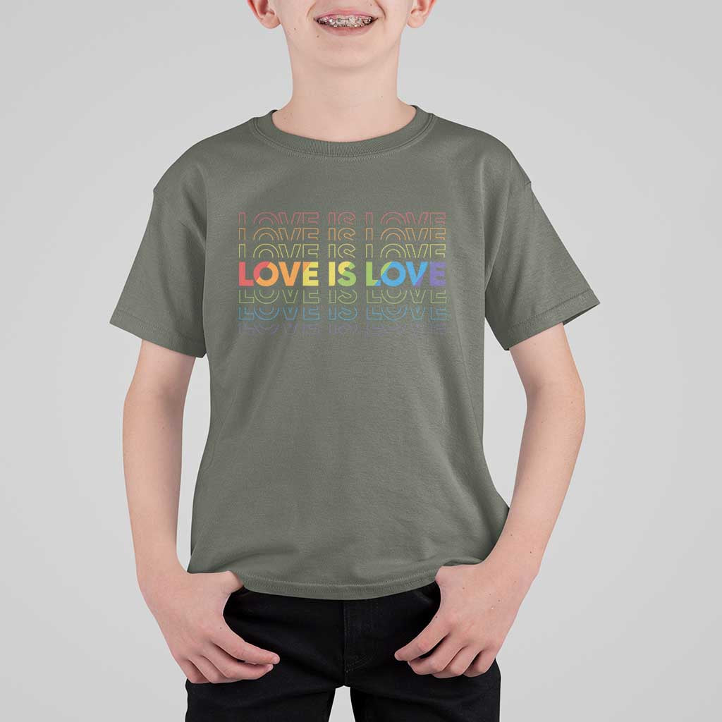 Love Is Love Rainbow Typography T Shirt For Kid LGBTQ Support Gift