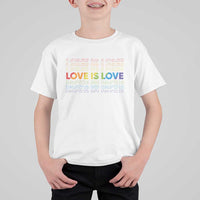 Love Is Love Rainbow Typography T Shirt For Kid LGBTQ Support Gift