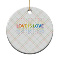 Love Is Love Rainbow Typography Ceramic Ornament LGBTQ Support Gift