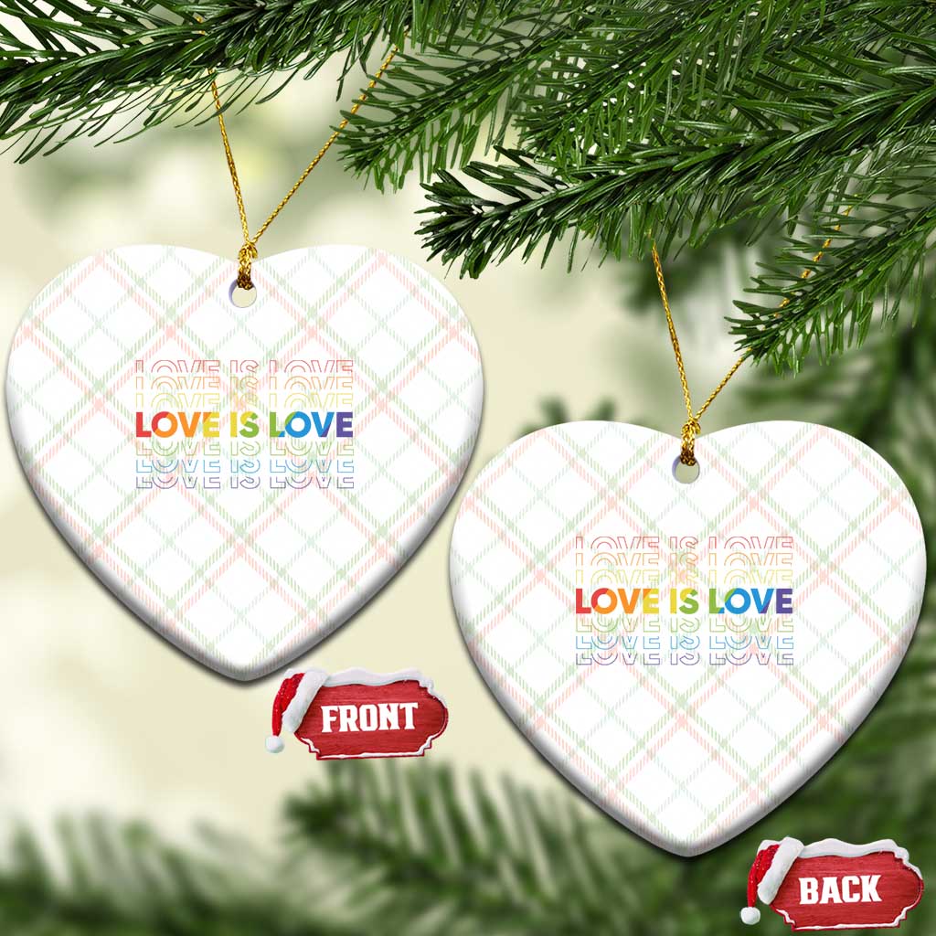 Love Is Love Rainbow Typography Ceramic Ornament LGBTQ Support Gift