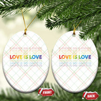 Love Is Love Rainbow Typography Ceramic Ornament LGBTQ Support Gift