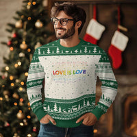Love Is Love Rainbow Typography Ugly Christmas Sweater LGBTQ Support Gift