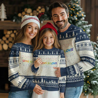 Love Is Love Rainbow Typography Ugly Christmas Sweater LGBTQ Support Gift