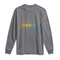Love Is Love Rainbow Typography Long Sleeve Shirt LGBTQ Support Gift