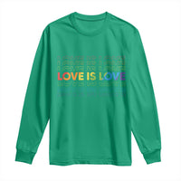 Love Is Love Rainbow Typography Long Sleeve Shirt LGBTQ Support Gift