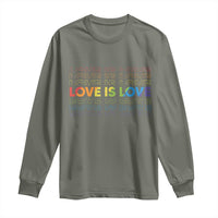Love Is Love Rainbow Typography Long Sleeve Shirt LGBTQ Support Gift