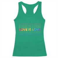 Love Is Love Rainbow Typography Racerback Tank Top LGBTQ Support Gift