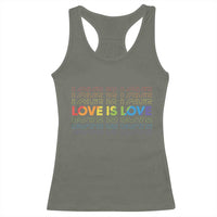 Love Is Love Rainbow Typography Racerback Tank Top LGBTQ Support Gift